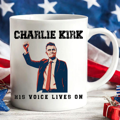 Charlie Kirk His Voice Lives On Mug, Conservative Tribute Gift, Pray for Charlie Kirk 682850