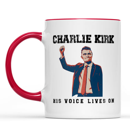 Charlie Kirk His Voice Lives On Mug, Conservative Tribute Gift, Pray for Charlie Kirk 682850