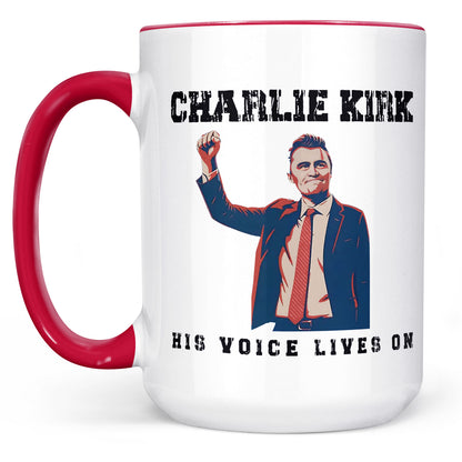 Charlie Kirk His Voice Lives On Mug, Conservative Tribute Gift, Pray for Charlie Kirk 682850