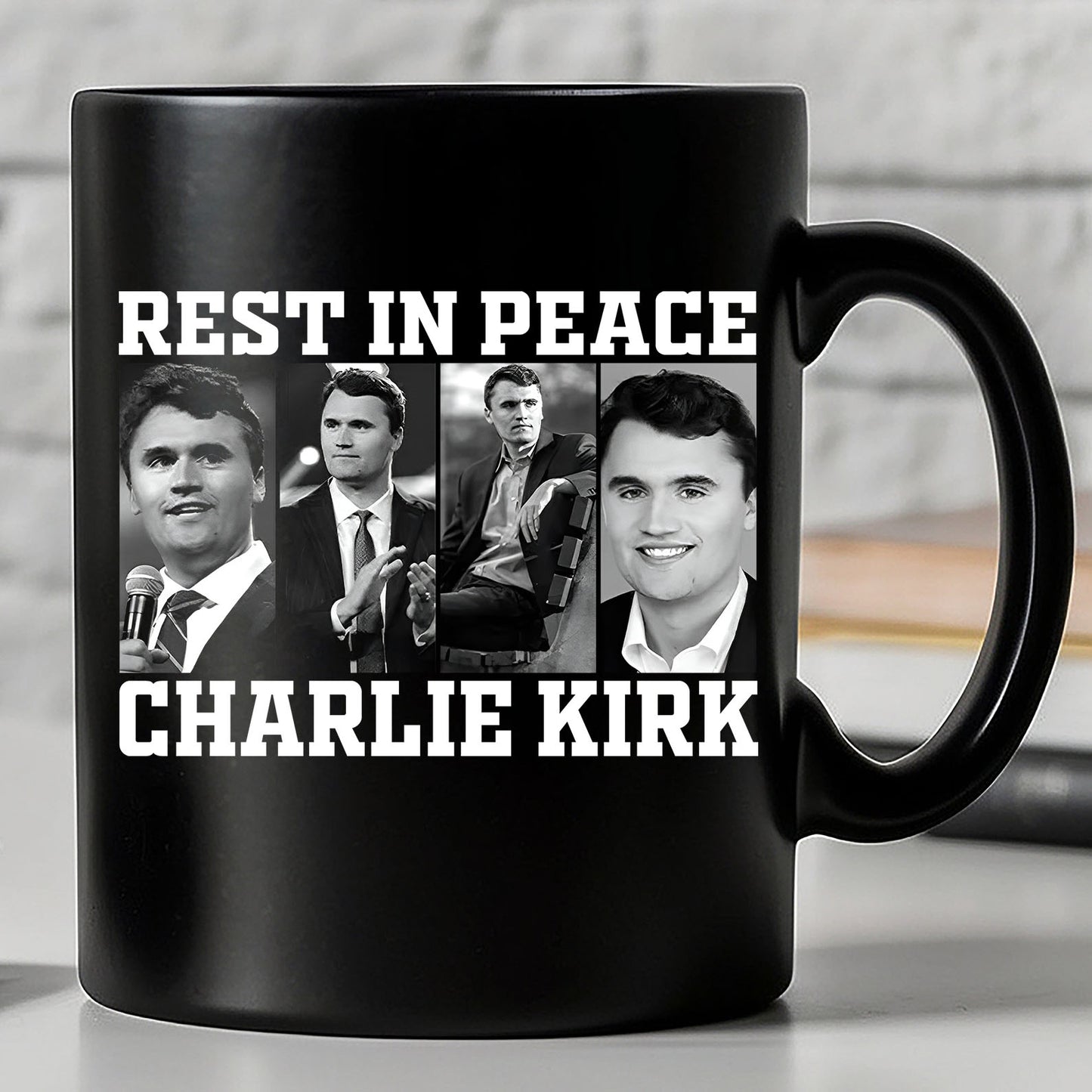 Rest In Peace Charlie Kirk Black Mug, Justice for Charlie Kirk Mug, Charlie Kirk Assassination Mug, Pray for Charlie Kirk Mug 682852
