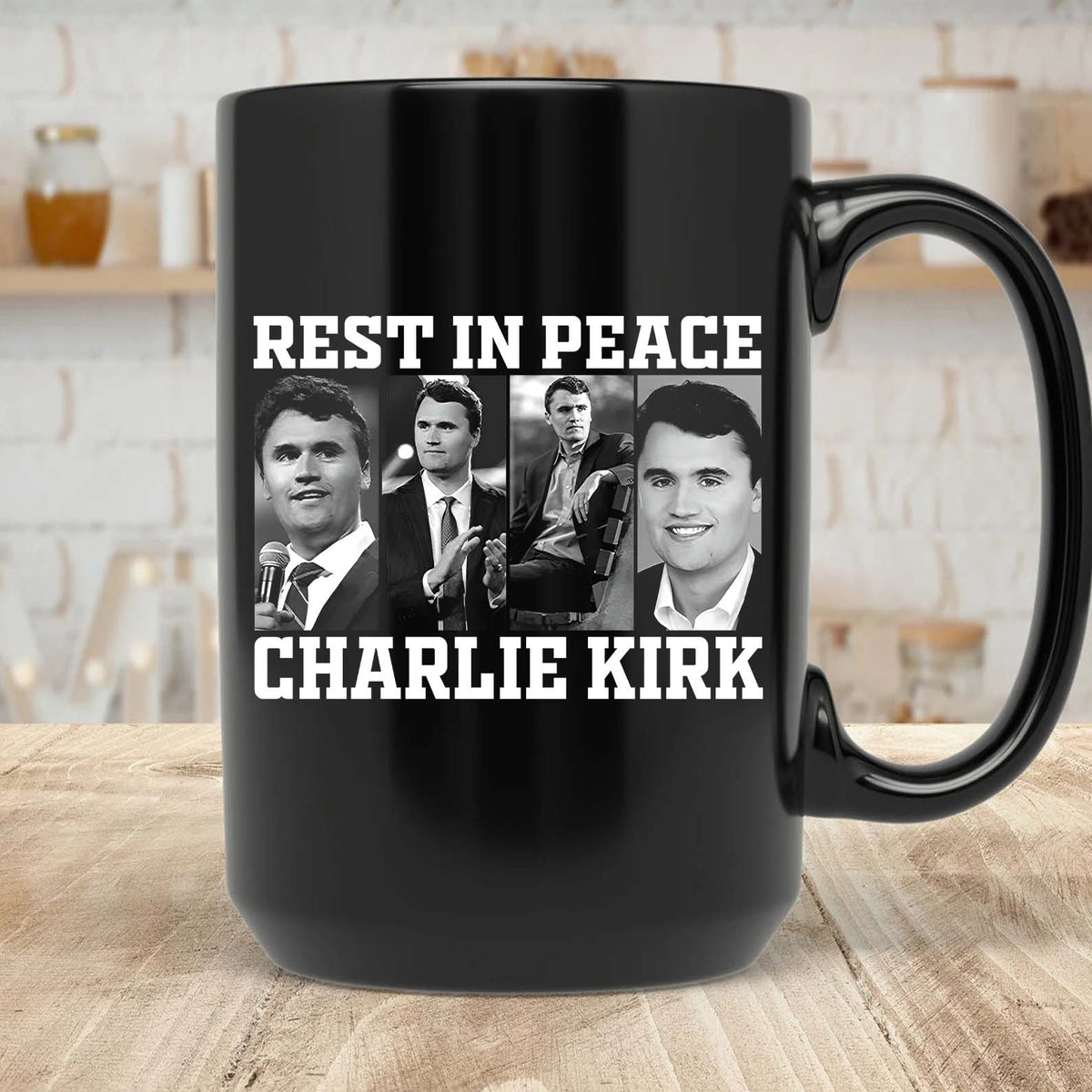 Rest In Peace Charlie Kirk Black Mug, Justice for Charlie Kirk Mug, Charlie Kirk Assassination Mug, Pray for Charlie Kirk Mug 682852