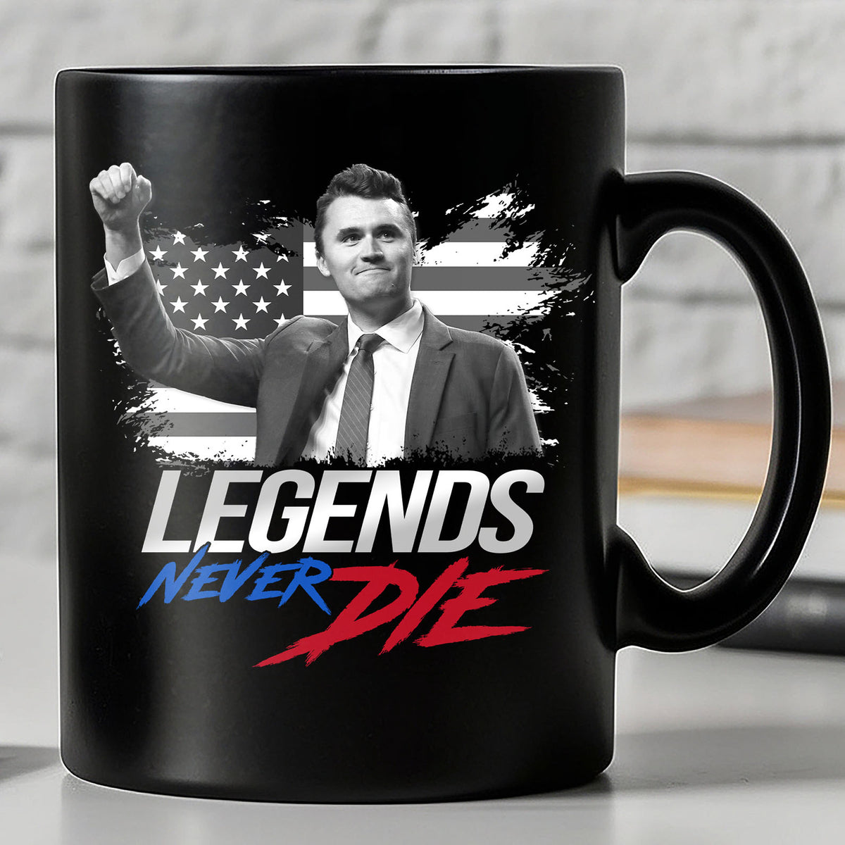 Charlie Kirk Legends Never Die, Charlie Kirk Memorial Black Mug, Pray For Charlie Kirk, Justice for Charlie Kirk 682897