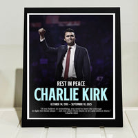 Charlie Kirk Memorial Picture Frame | Pray For Charlie | Motivational Free Speech Hero | Political Picture Frame 682912