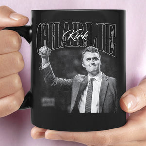 Charlie Kirk Memorial Mug| Justice For Charlie Kirk Tribute Black Mug | Conservative Free Speech Mug 682914