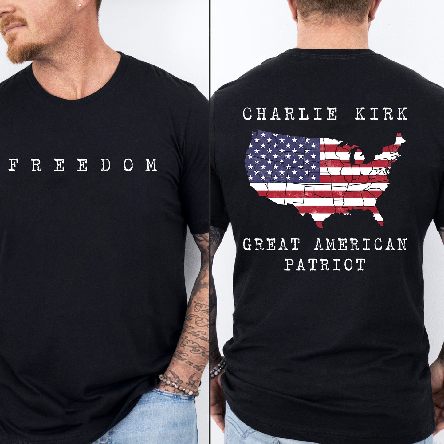 Great American Patriot Charlie Kirk Freedom Hoodie | Front & Back Shirt 682930