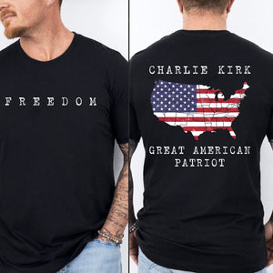 Great American Patriot Charlie Kirk Freedom Hoodie | Front & Back Shirt 682930