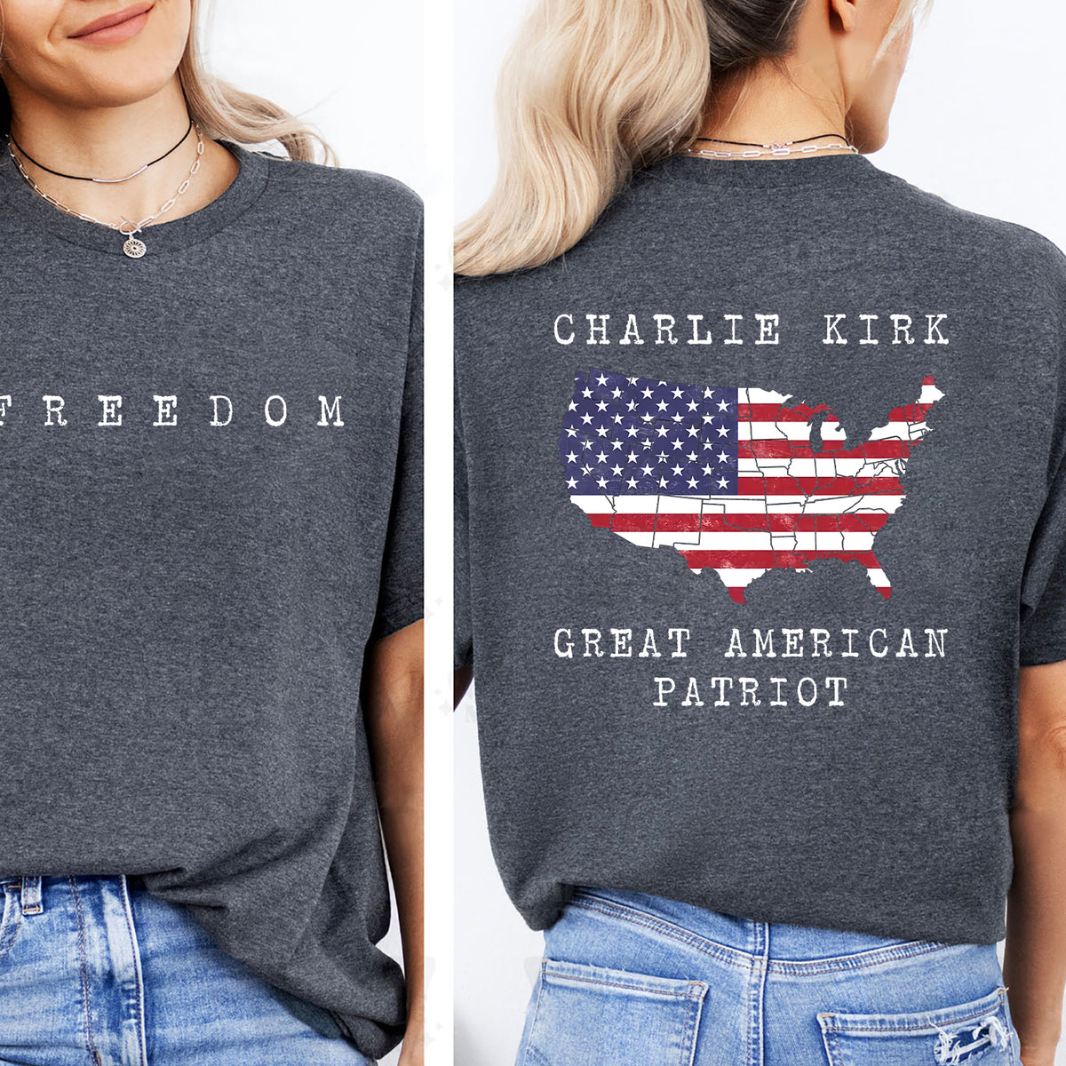 Great American Patriot Charlie Kirk Freedom Hoodie | Front & Back Shirt 682930