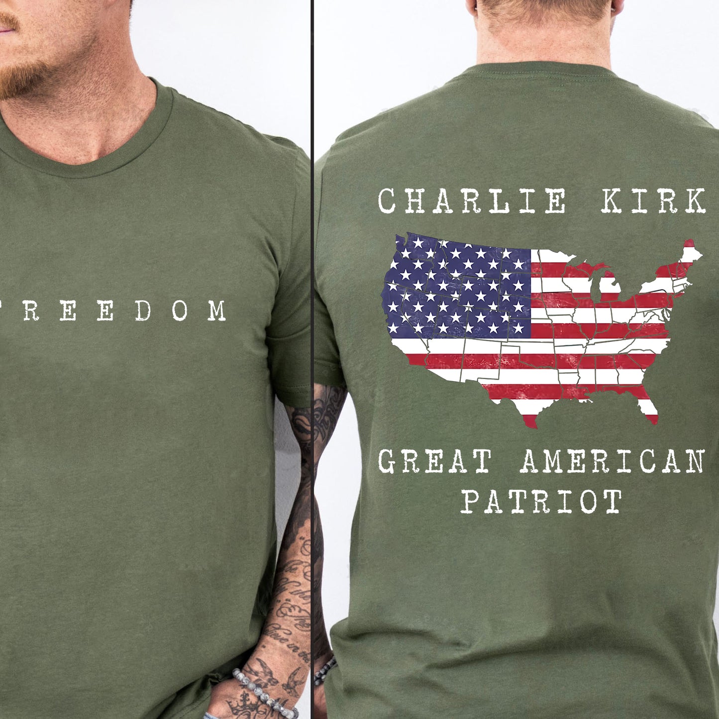 Great American Patriot Charlie Kirk Freedom Hoodie | Front & Back Shirt 682930