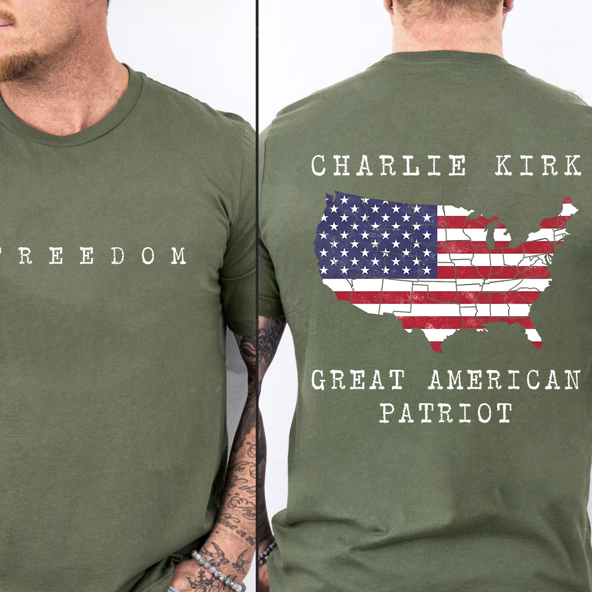 Great American Patriot Charlie Kirk Freedom Hoodie | Front & Back Shirt 682930