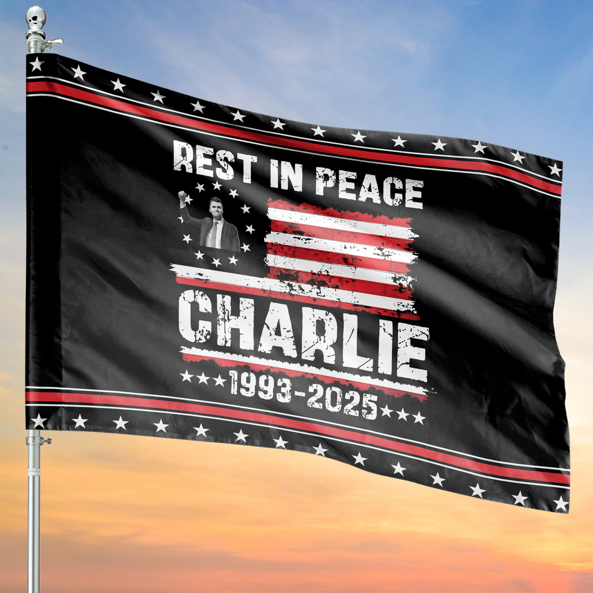 Rest In Peace, Justice For Charlie Kirk Flag Republican | Stand With Charlie Garden Flag | Charlie Kirk House Flag 682996