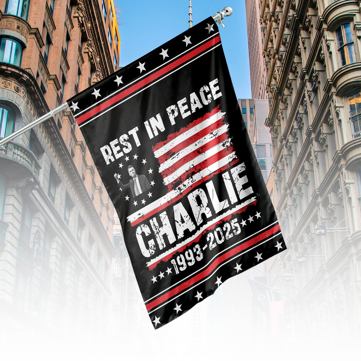 Rest In Peace, Justice For Charlie Kirk Flag Republican | Stand With Charlie Garden Flag | Charlie Kirk House Flag 682996