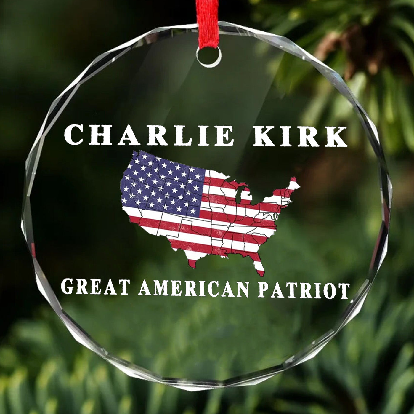Charlie Kirk Great American Patriot Glass Ornament | Charlie Free Speech Hero Glass Ornament | Political Remembrance Gift Ornament 683009
