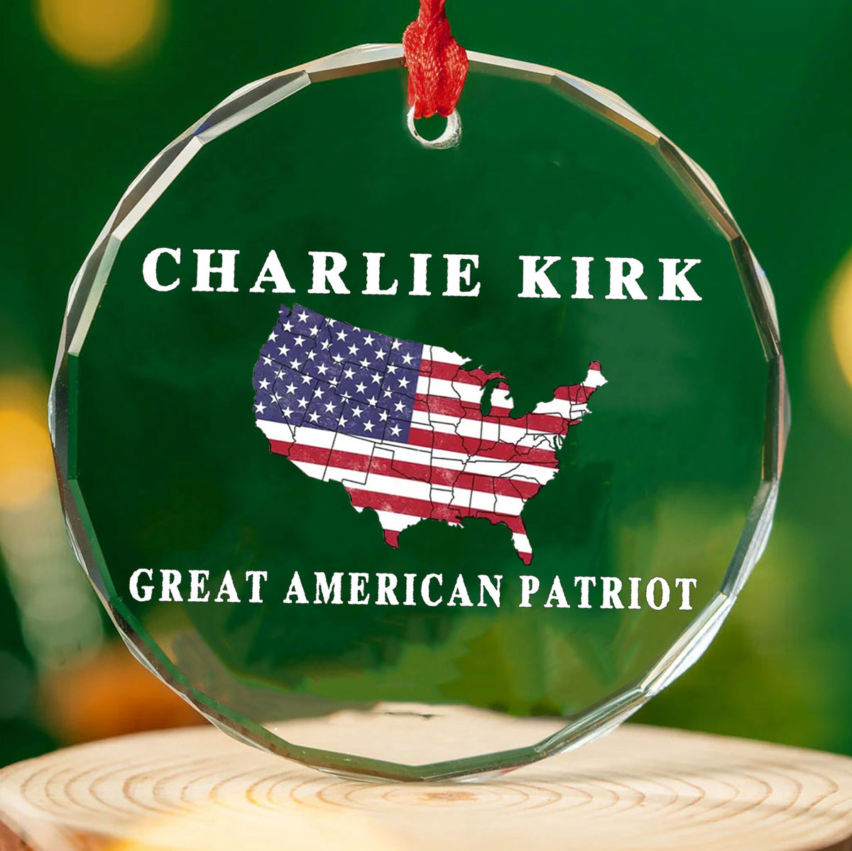 Charlie Kirk Great American Patriot Glass Ornament | Charlie Free Speech Hero Glass Ornament | Political Remembrance Gift Ornament 683009