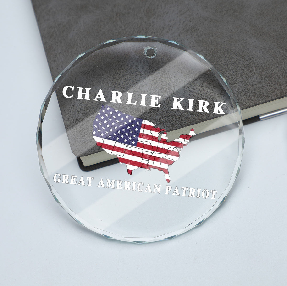 Charlie Kirk Great American Patriot Glass Ornament | Charlie Free Speech Hero Glass Ornament | Political Remembrance Gift Ornament 683009