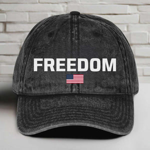 Charlie Kirk Freedom Printed Vintage Washed Denim Baseball Cap | Justice for Charlie Kirk Hat 683010