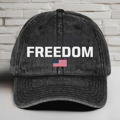 Charlie Kirk Freedom Printed Vintage Washed Denim Baseball Cap | Justice for Charlie Kirk Hat 683010