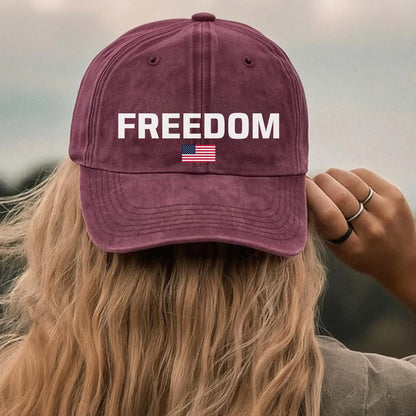 Charlie Kirk Freedom Printed Vintage Washed Denim Baseball Cap | Justice for Charlie Kirk Hat 683010