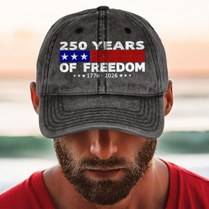 250 Years of Freedom Printed Vintage Washed Denim Baseball Cap | America 250 Anniversary Hat 683036