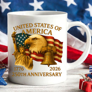 250 Years Anniversary USA Mug, 250th Birthday America Gift, Celebrates 250th of Freedom 683040