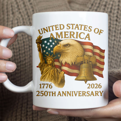 250 Years Anniversary USA Mug, 250th Birthday America Gift, Celebrates 250th of Freedom 683040