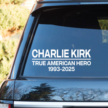 True American Hero Charlie Kirk Decal | Justice For Charlie Kirk Car Decal | Prayers Up for Charlie Sticker 683105