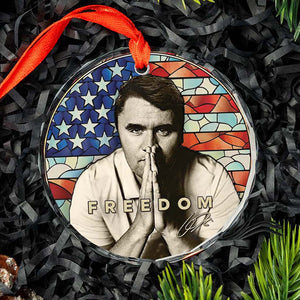 Charlie Kirk Freedom Glass Ornament | Charlie Kirk Ornament | Justice For Charlie Kirk Ornament 683125
