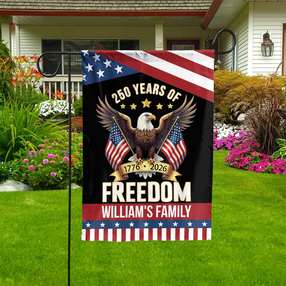 Personalized 250 Years Of Freedom Flag | Happy 250th Birthday USA Flag | Patriotic 4th Of July House Flag Garden Flag 683126