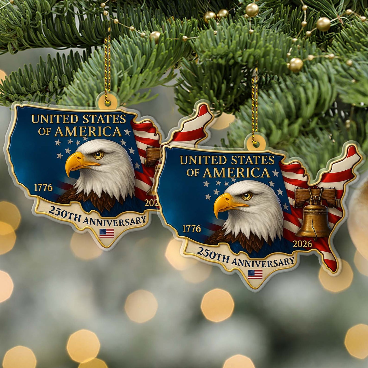 United States of America 250 Years Acrylic Ornament, 250th Anniversary 1776–2026 Christmas Ornament 683127
