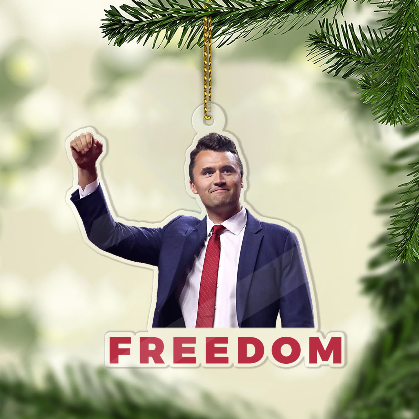 Charlie Kirk FREEDOM Acrylic Ornament, Charlie Kirk Ornament, Justice For Charlie Kirk Ornament, Freedom Ornament 683143
