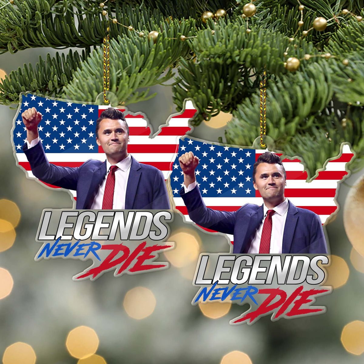 Charlie Kirk Legends Never Die Acrylic Ornament, Charlie Kirk Memorial ...