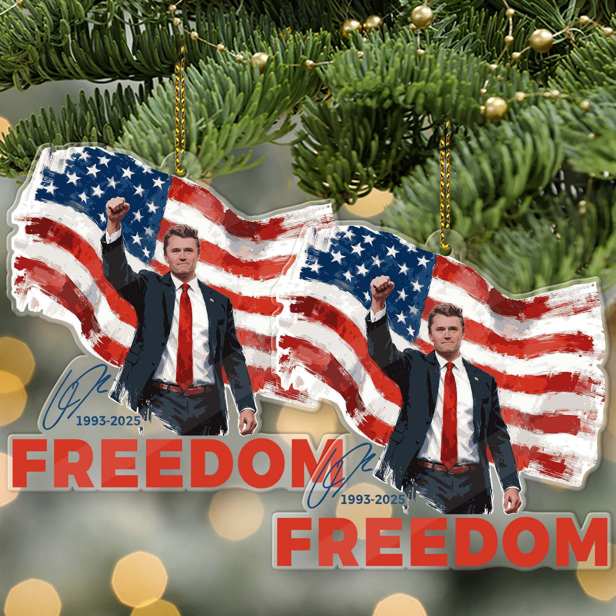 Freedom Charlie Kirk Acrylic Ornament, Charlie Kirk Memorial Ornament, Pray For Charlie Kirk Ornament 683146
