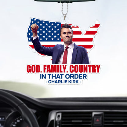 God Family Country Charlie Kirk Car Ornament | Charlie Memorial Ornament | Pray for Charlie 683148
