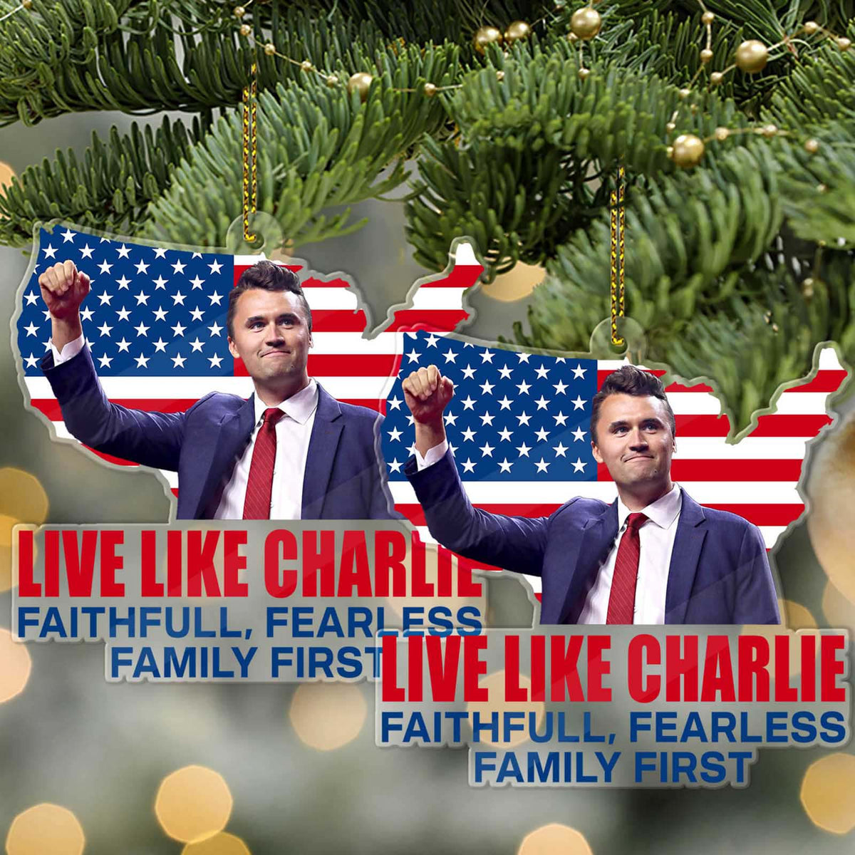 Live Like Charlie Kirk Acrylic Ornament, Justice Charlie Kirk Memorial Ornament, Pray For Charlie Kirk Ornament 683149