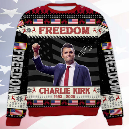 Freedom Charlie Kirk Ugly Sweater, Justice Charlie Kirk Christmas All-Over-Printed Sweatshirt 683154