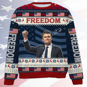 Personalized Freedom Charlie Kirk Ugly Sweater, A True Patriot Charlie Kirk Christmas All-Over-Printed Sweatshirt 683196