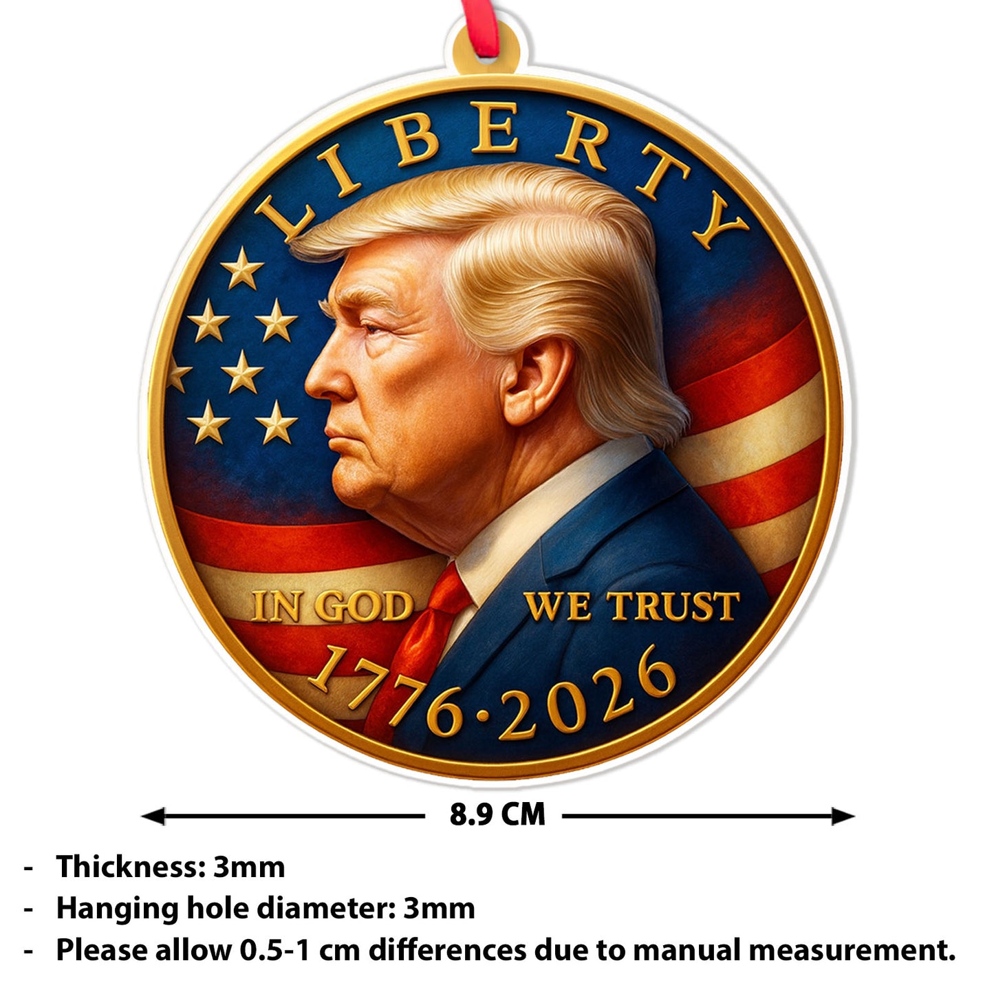 President Trump Coin Acrylic Ornament | 250 Years of America Ornament | Liberty In God We Trust 250th Anniversary Ornament 683209 - GOP