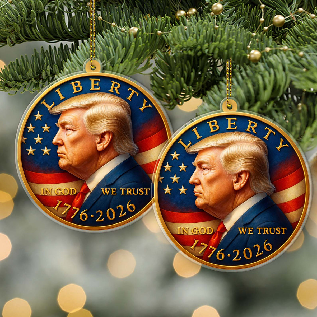 President Trump Coin Acrylic Ornament | 250 Years of America Ornament | Liberty In God We Trust 250th Anniversary Ornament 683209 - GOP