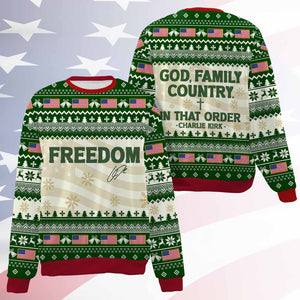 God Family Country Charlie Kirk Ugly Sweater, Charlie Kirk Christmas All-Over-Printed Sweatshirt 683210