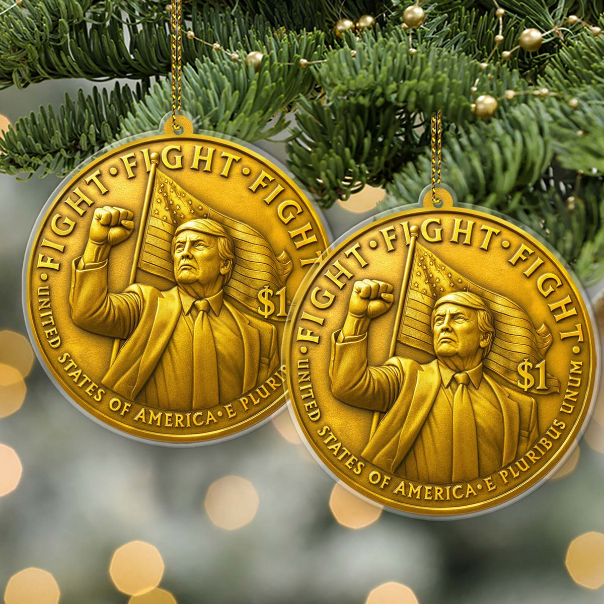 Trump Fight Fight Fight Acrylic Ornament | Trump Pennsylvania Rally | Patriotic MAGA Ornament 683227 – GOP