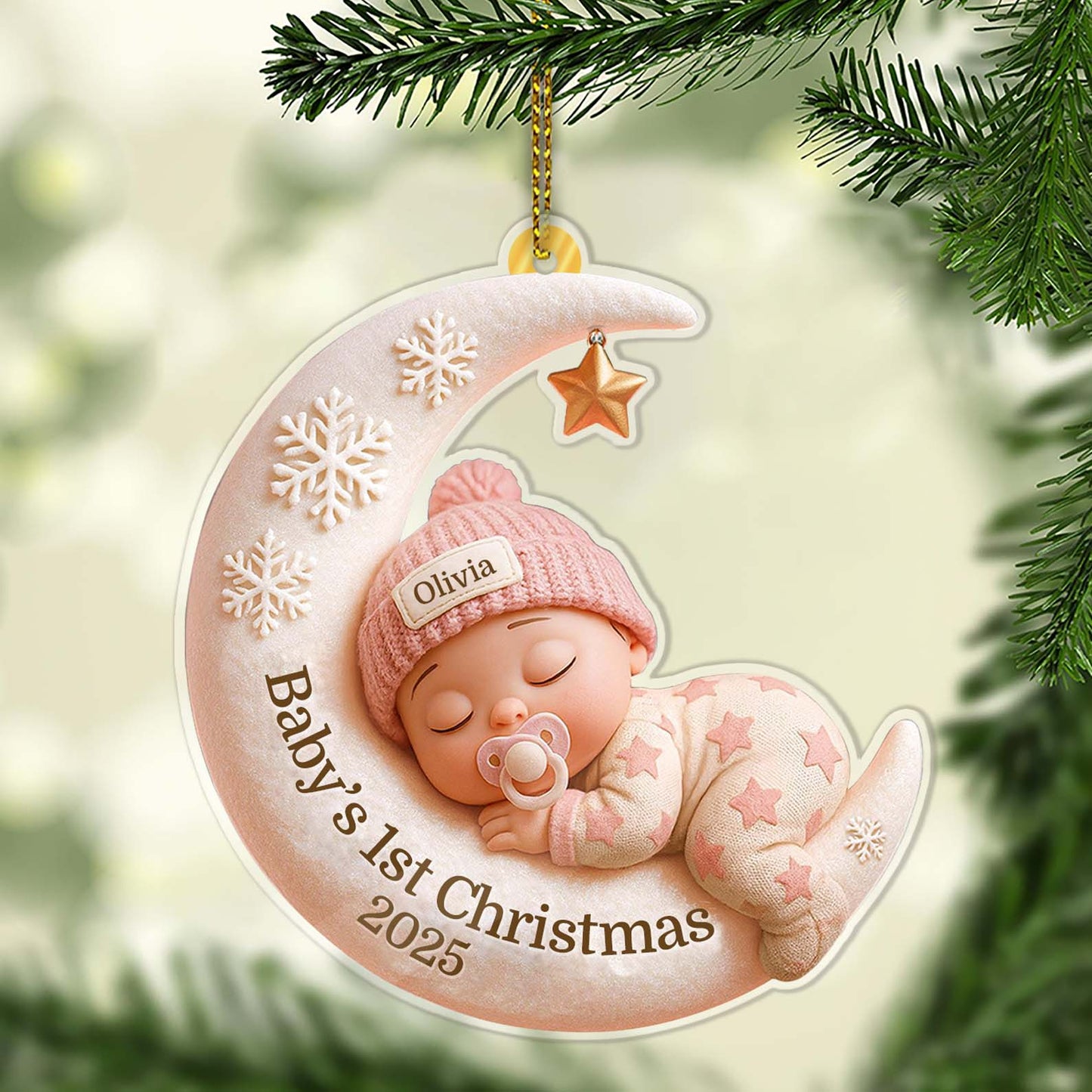 Personalized Baby’s First Christmas Acrylic Ornament, Custom Newborn Keepsake Gift, Baby 1st Christmas Ornament 683232