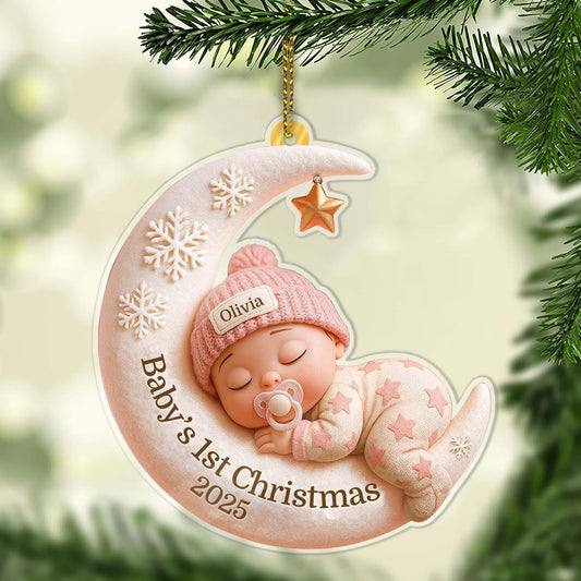 Personalized Baby’s First Christmas Acrylic Ornament, Custom Newborn Keepsake Gift, Baby 1st Christmas Ornament 683232