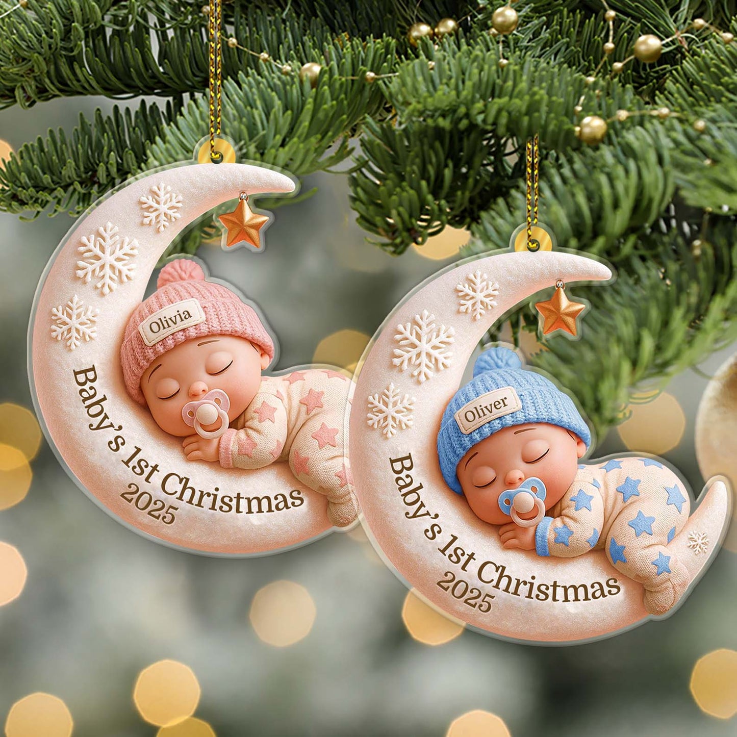 Personalized Baby’s First Christmas Acrylic Ornament, Custom Newborn Keepsake Gift, Baby 1st Christmas Ornament 683232