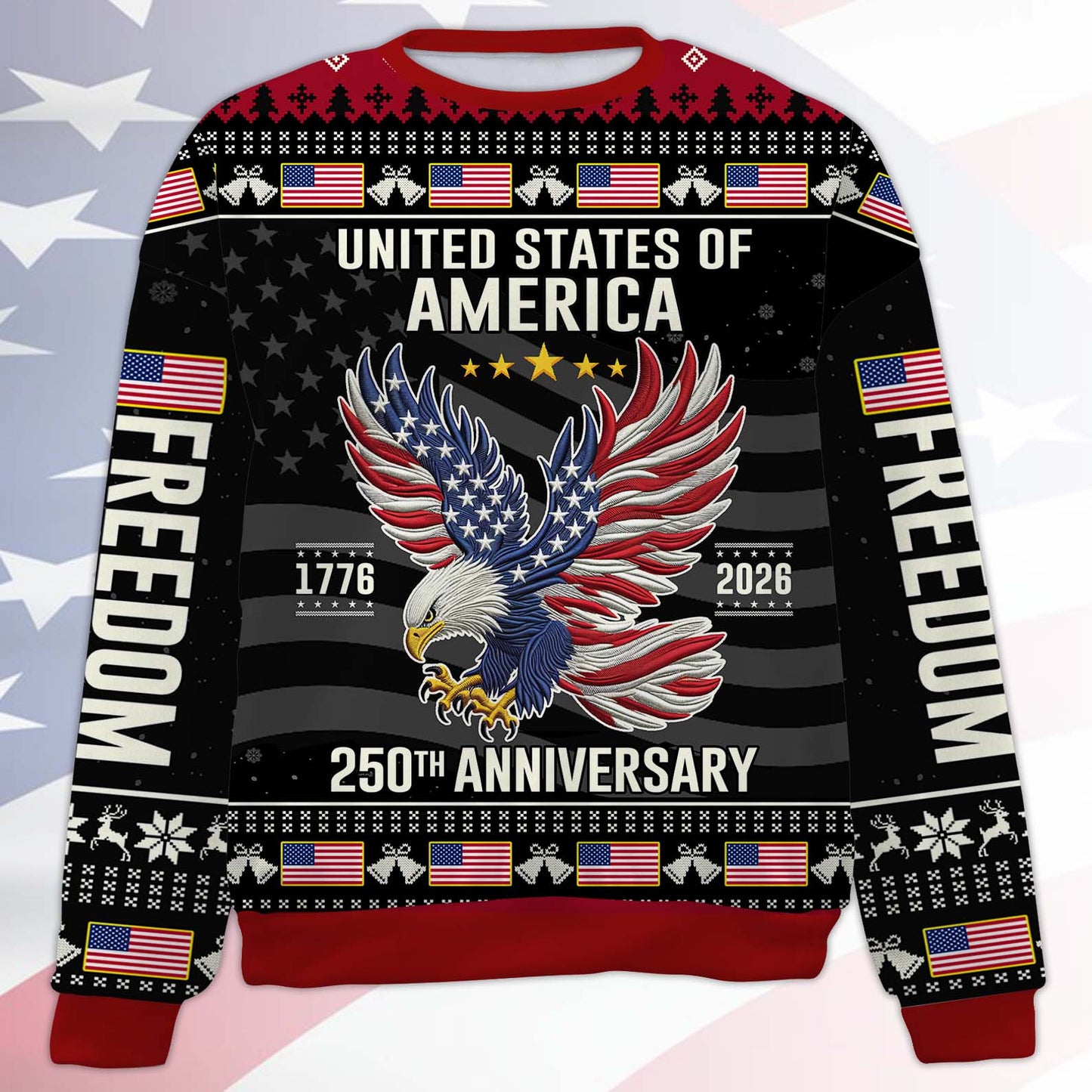 250 Years Anniversary USA Ugly Sweater, 250 Years Anniversary Christmas All-Over-Printed Sweatshirt 683249