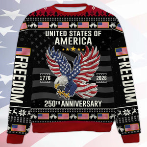 250 Years Anniversary USA Ugly Sweater, 250 Years Anniversary Christmas All-Over-Printed Sweatshirt 683249