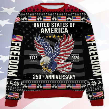 250 Years Anniversary USA Ugly Sweater, 250 Years Anniversary Christmas All-Over-Printed Sweatshirt 683249