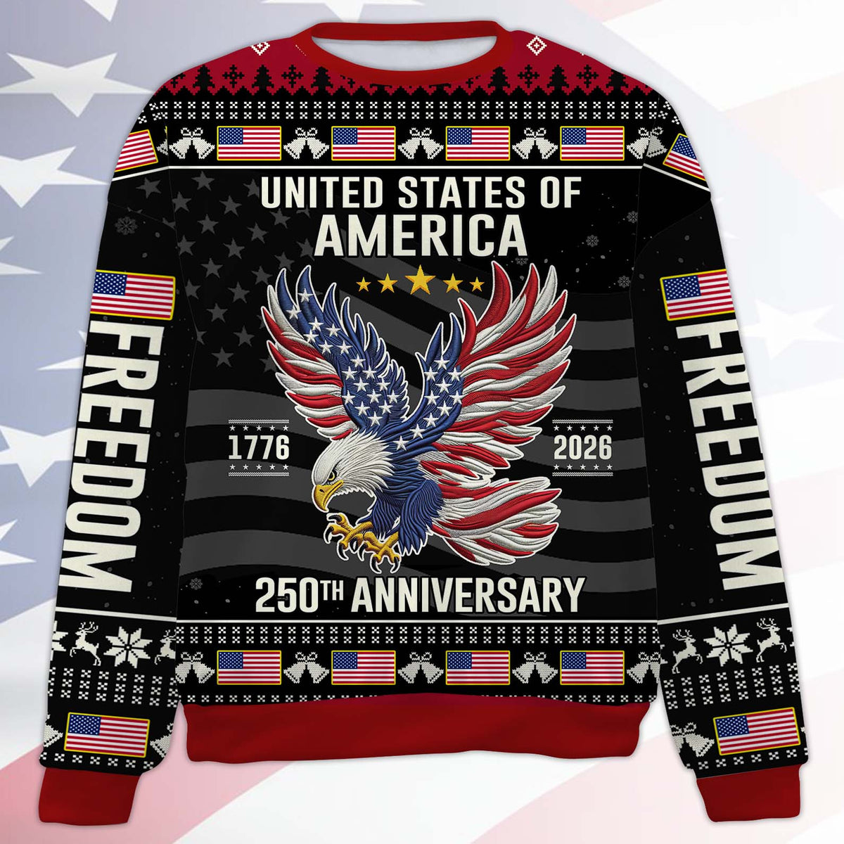 250 Years Anniversary USA Ugly Sweater, 250 Years Anniversary Christmas All-Over-Printed Sweatshirt 683249