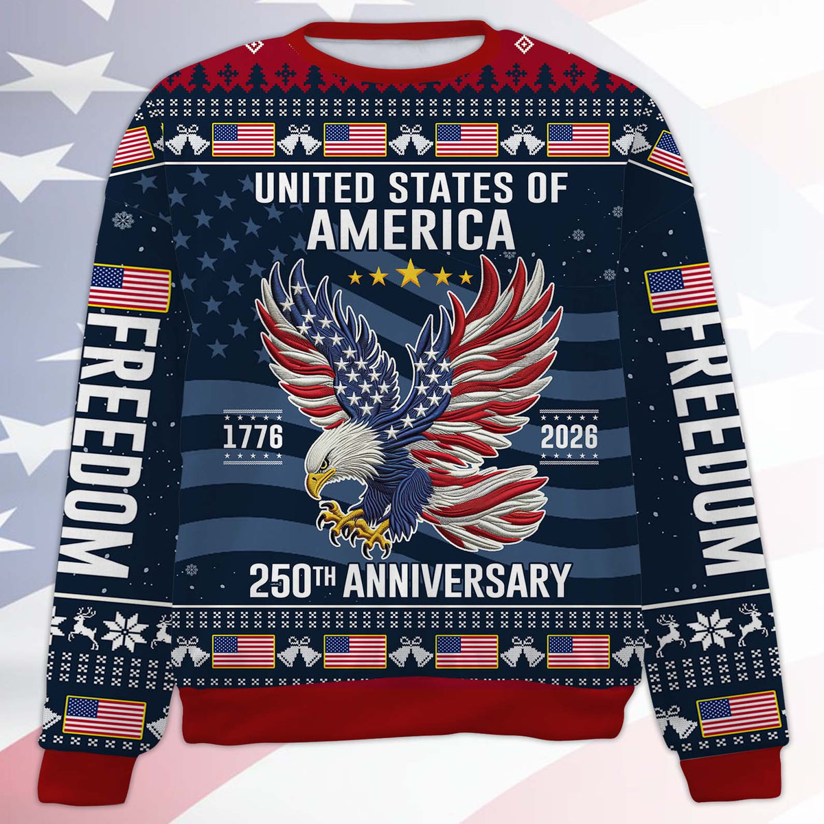 250 Years Anniversary USA Ugly Sweater, 250 Years Anniversary Christmas All-Over-Printed Sweatshirt 683249