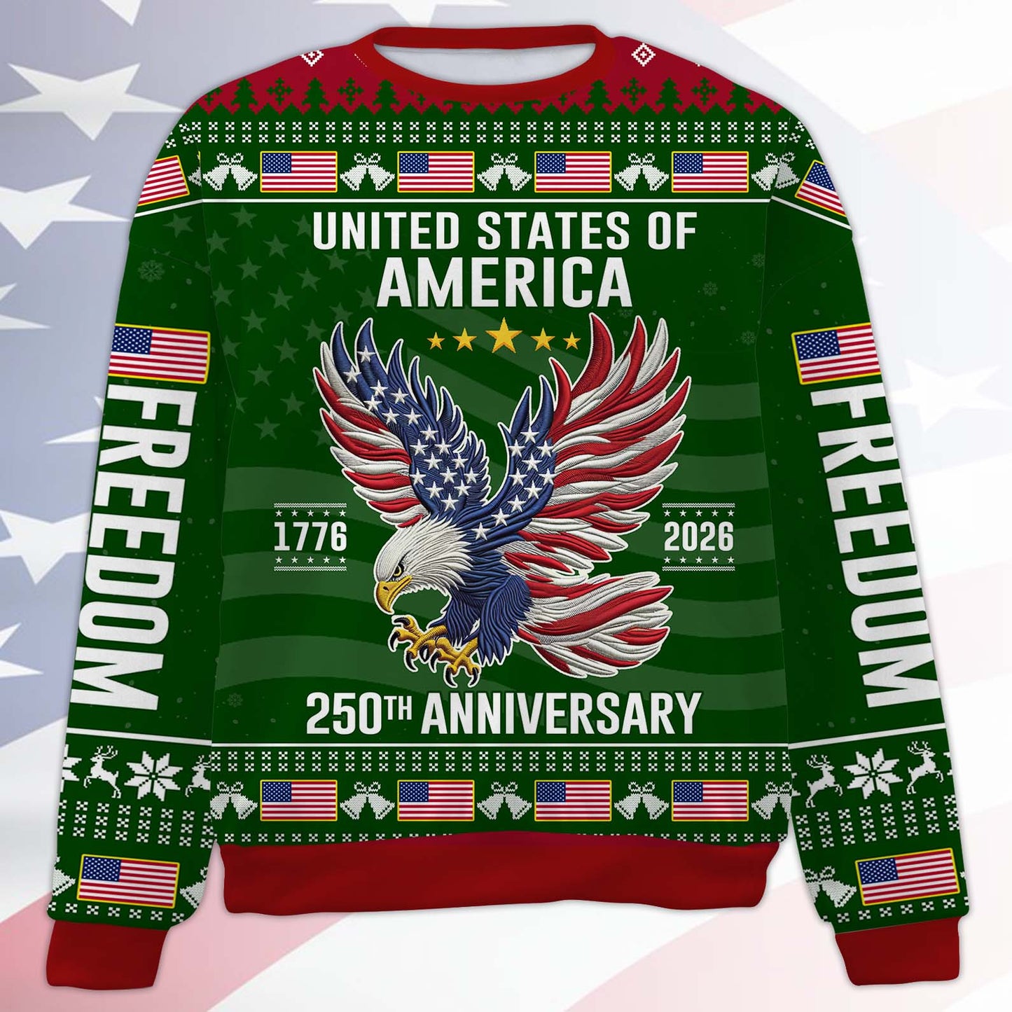 250 Years Anniversary USA Ugly Sweater, 250 Years Anniversary Christmas All-Over-Printed Sweatshirt 683249
