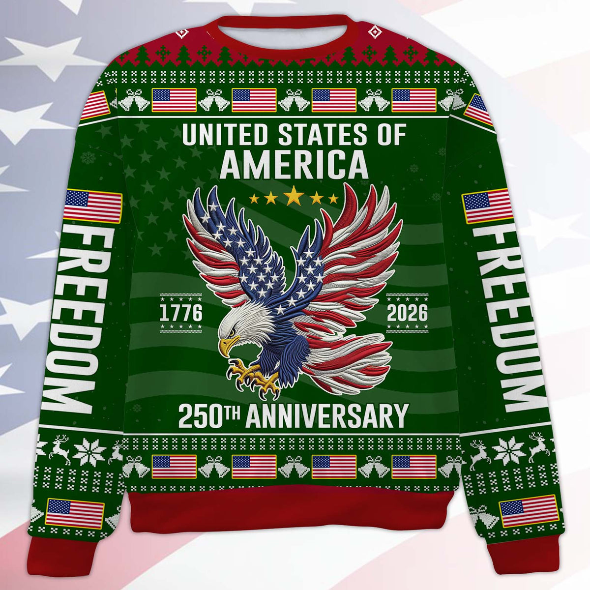 250 Years Anniversary USA Ugly Sweater, 250 Years Anniversary Christmas All-Over-Printed Sweatshirt 683249