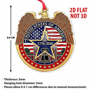USA 250 Years Acrylic Ornament, American Flag Eagle 250th Anniversary Christmas Tree Decoration 683265
